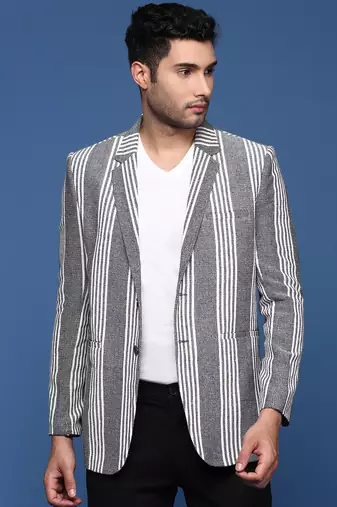 men's grey slim fit single breasted blazer