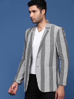 men's grey slim fit single breasted blazer 3