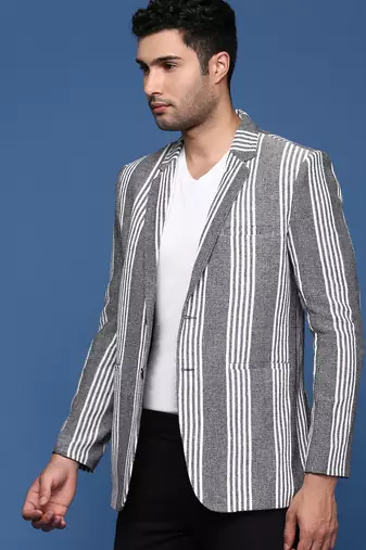 men's grey slim fit single breasted blazer