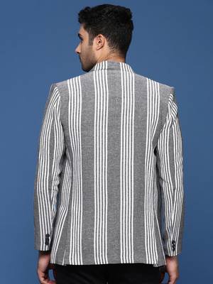 men's grey slim fit single breasted blazer 4