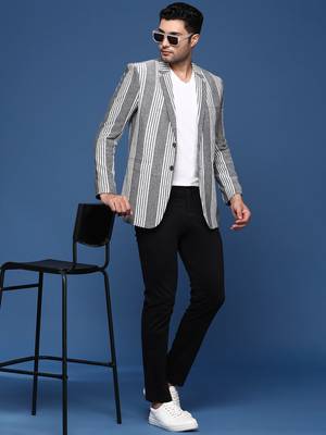 men's grey slim fit single breasted blazer 5