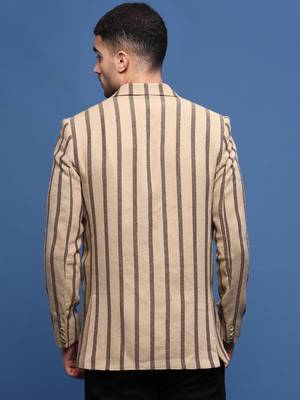 men's beige slim fit single-breasted blazer 4