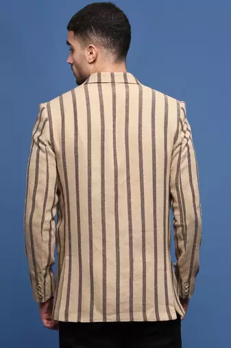 men's beige slim fit single-breasted blazer