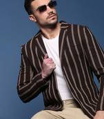 men's brown slim fit single-breasted blazer