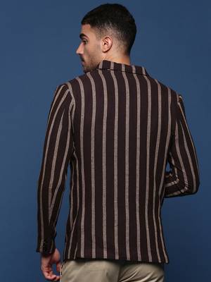 men's brown slim fit single-breasted blazer 4