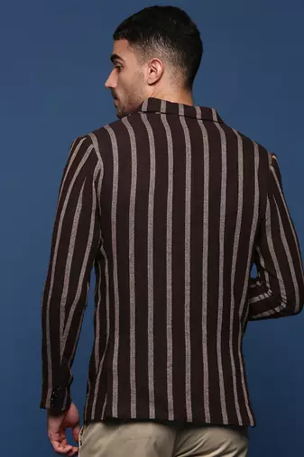 men's brown slim fit single-breasted blazer