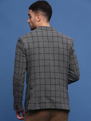 men's grey slim fit single-breasted blazer 4