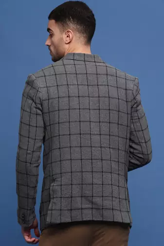 men's grey slim fit single-breasted blazer