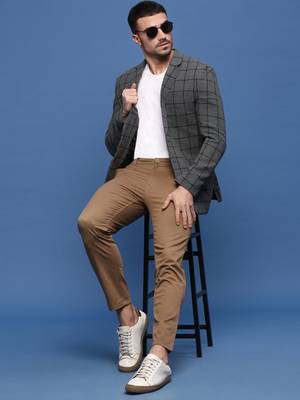 men's grey slim fit single-breasted blazer 5