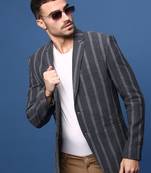 men's charcoal slim fit single-breasted blazer
