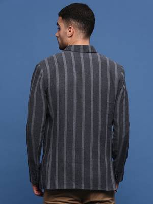 men's charcoal slim fit single-breasted blazer 4