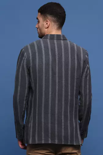 men's charcoal slim fit single-breasted blazer