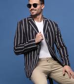 men's navy blue slim fit single-breasted blazer