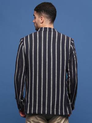 men's navy blue slim fit single-breasted blazer 4