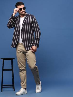 men's navy blue slim fit single-breasted blazer 5