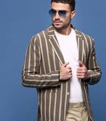 men's beige slim fit single-breasted blazer
