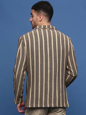men's beige slim fit single-breasted blazer 4