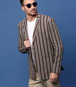 men's brown slim fit single-breasted blazer