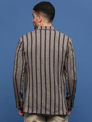 men's brown slim fit single-breasted blazer 4