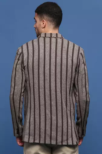 men's brown slim fit single-breasted blazer