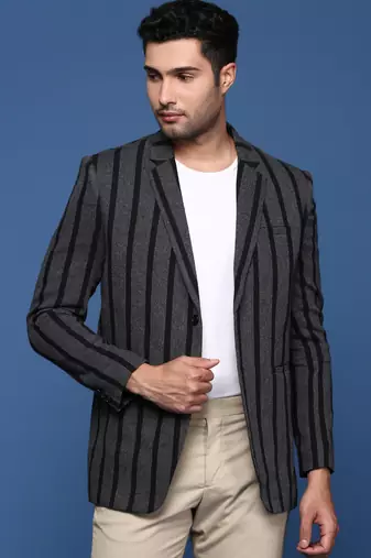 men's charcoal slim fit single breasted blazer