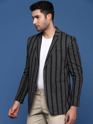 men's charcoal slim fit single breasted blazer 3