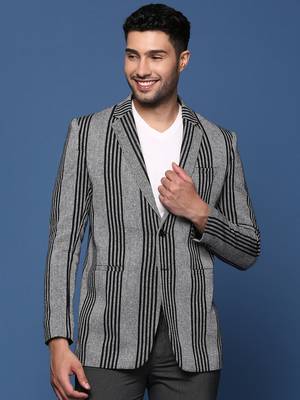 men's grey slim fit single breasted blazer 3