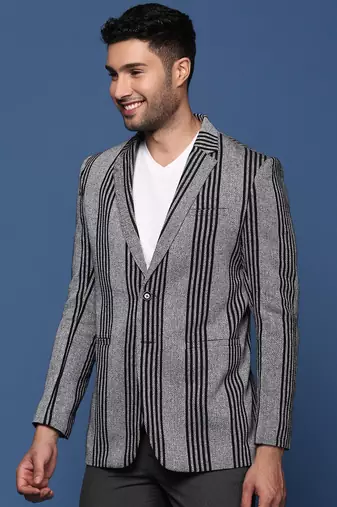 men's grey slim fit single breasted blazer