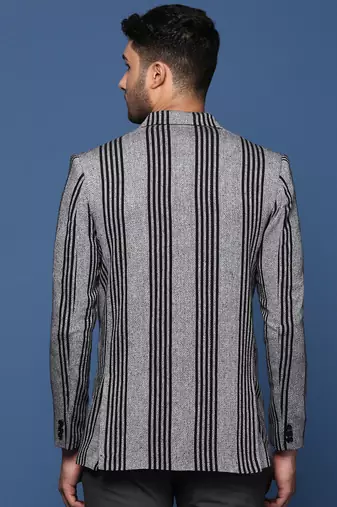 men's grey slim fit single breasted blazer
