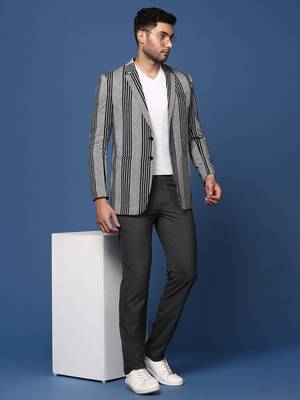 men's grey slim fit single breasted blazer 6