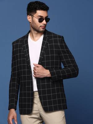 men's black slim fit single breasted blazer 1