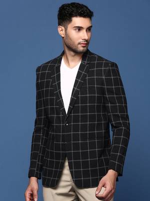 men's black slim fit single breasted blazer 2