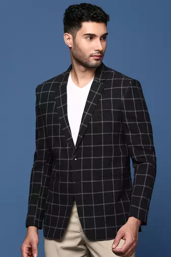 men's black slim fit single breasted blazer