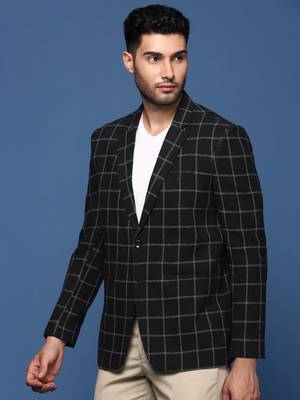 men's black slim fit single breasted blazer 3