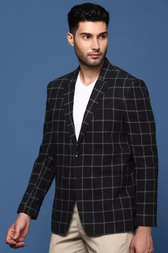 men's black slim fit single breasted blazer