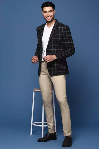 men's black slim fit single breasted blazer