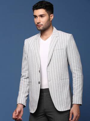 men's grey slim fit single breasted blazer 3
