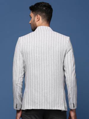 men's grey slim fit single breasted blazer 4
