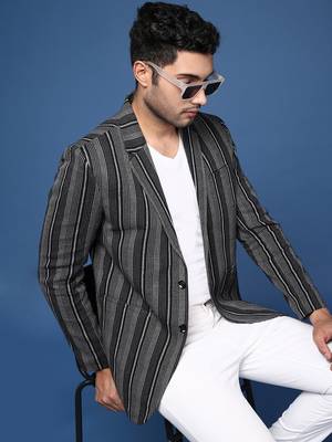 men's black slim fit single breasted blazer 1