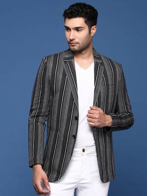 men's black slim fit single breasted blazer 2