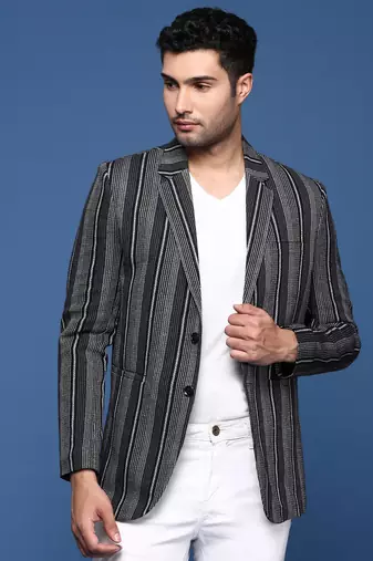 men's black slim fit single breasted blazer