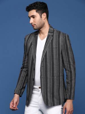 men's black slim fit single breasted blazer 3