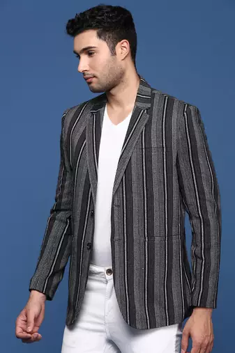 men's black slim fit single breasted blazer