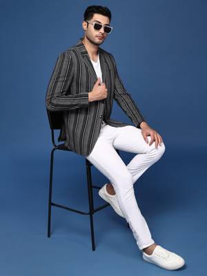 men's black slim fit single breasted blazer 5