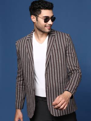 men's brown slim fit single breasted blazer 1