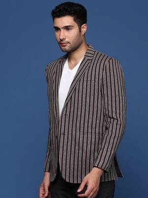 men's brown slim fit single breasted blazer 3
