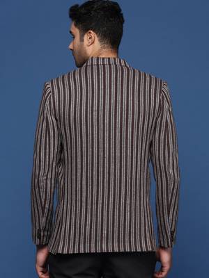 men's brown slim fit single breasted blazer 4