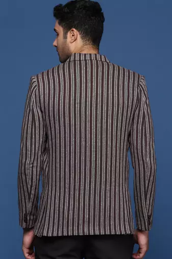 men's brown slim fit single breasted blazer
