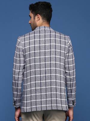 men's navy blue slim fit single breasted blazer 5