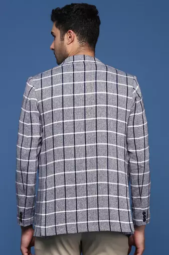 men's navy blue slim fit single breasted blazer